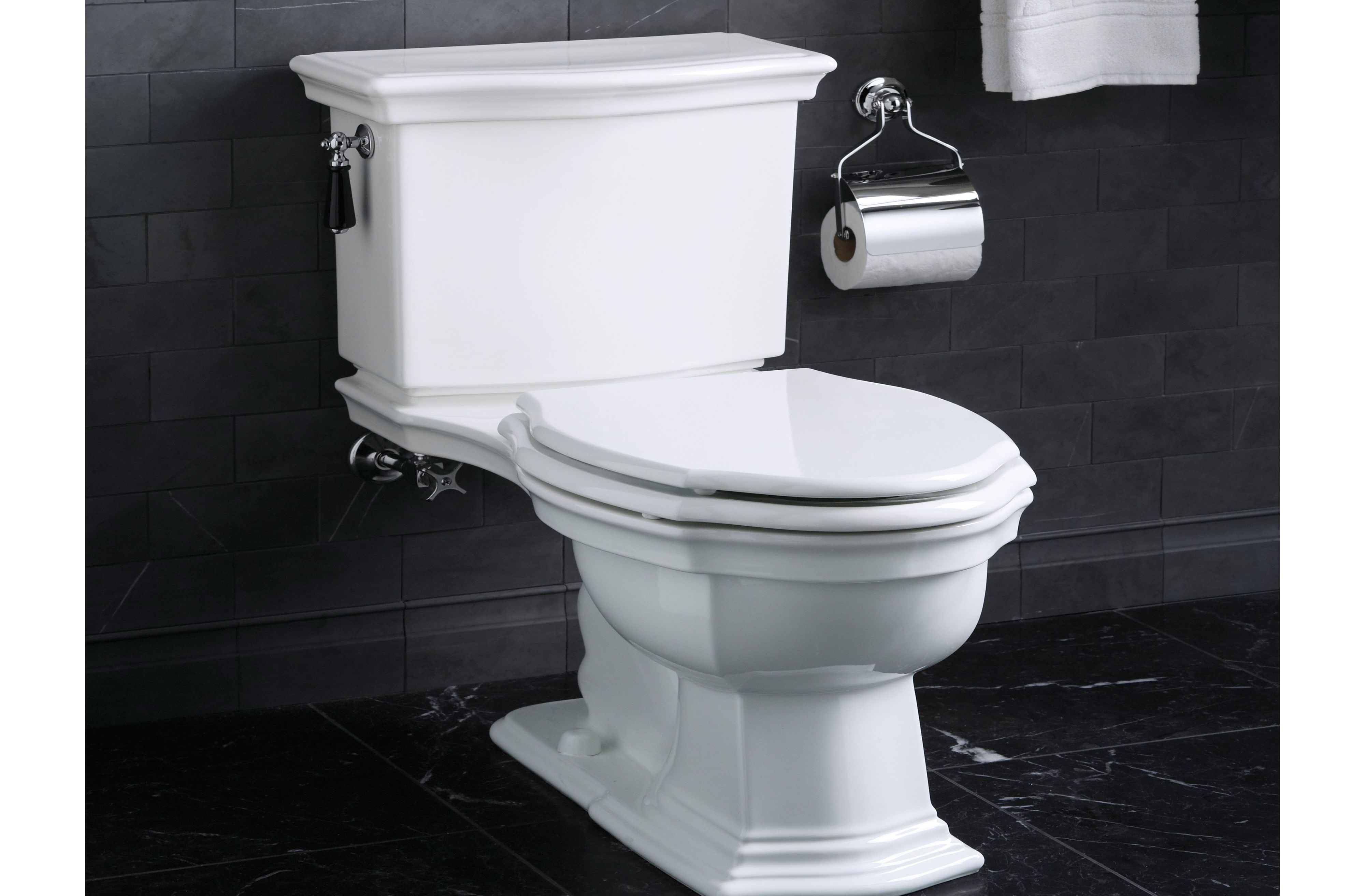 Hampstead Colored Wood Toilet Seat, Elongated, with Chrome Trim